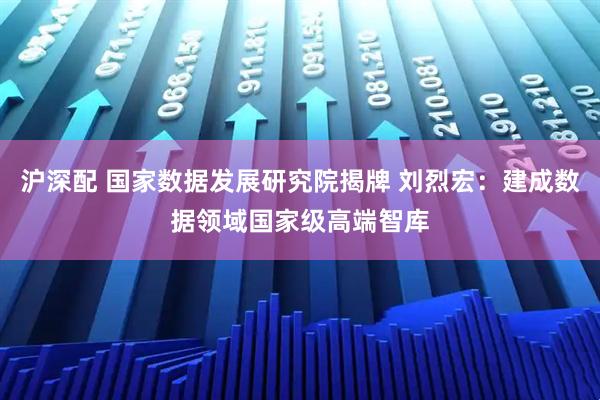 沪深配 国家数据发展研究院揭牌 刘烈宏：建成数据领域国家级高端智库