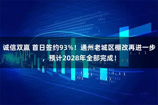 诚信双赢 首日签约93%！通州老城区棚改再进一步，预计2028年全部完成！
